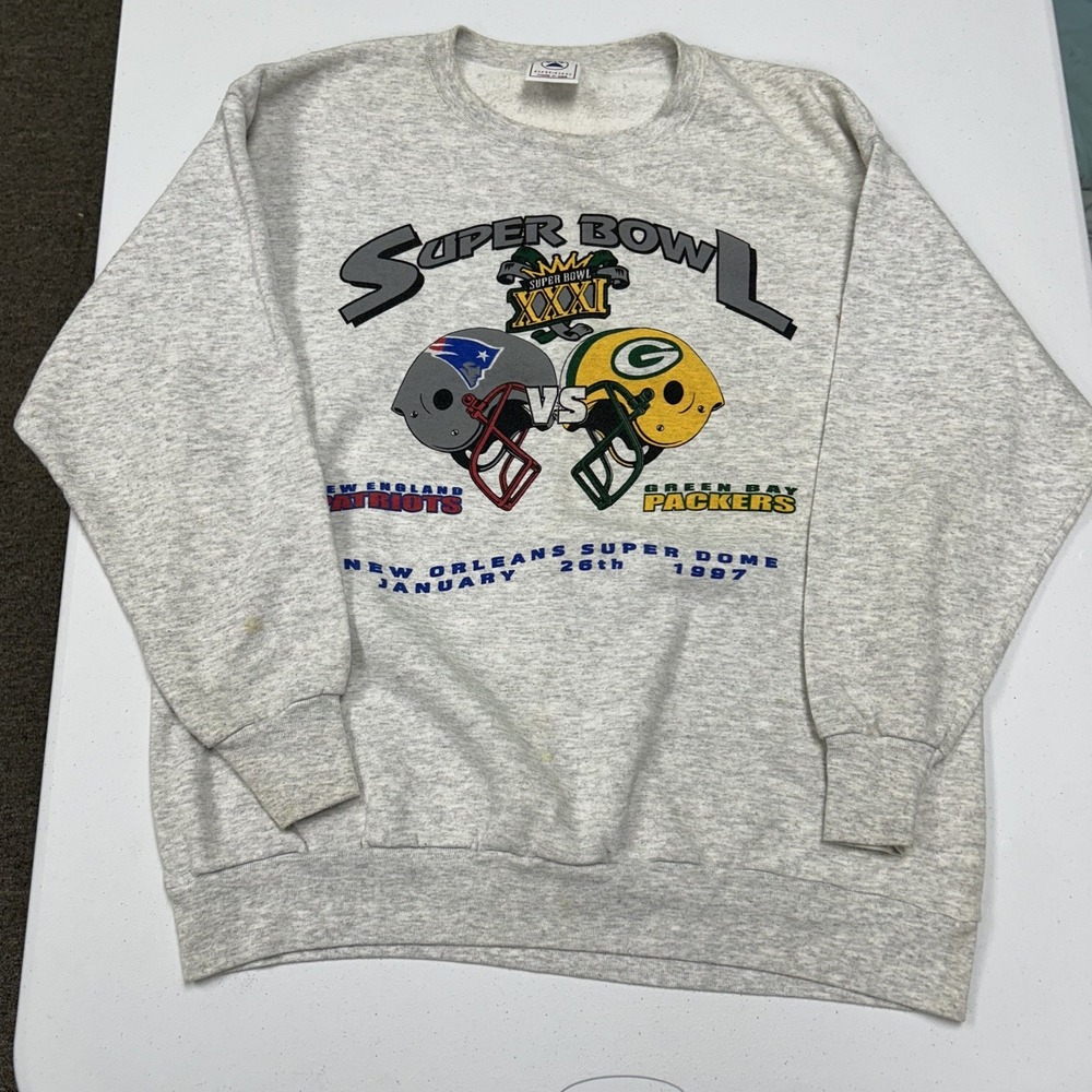 Delta Sweatshirt Mens XL Gray Good Vintage Super Bowl XXXI 1997 NFL Made in USA